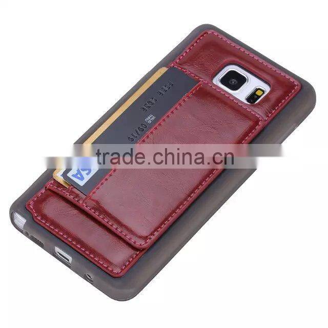 Top quality Genuine Leather Stand case For Samsung Galaxy Note 5 , For Galaxy Note 5 Edge Case with card holder