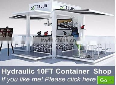 Hydraulic system 10ft container coffee shop design/ POP-UP shipping container coffee bar for sale