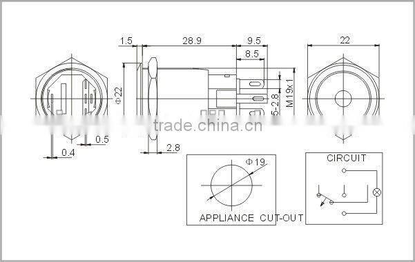 F0276 19mm LED metal push button switch latching