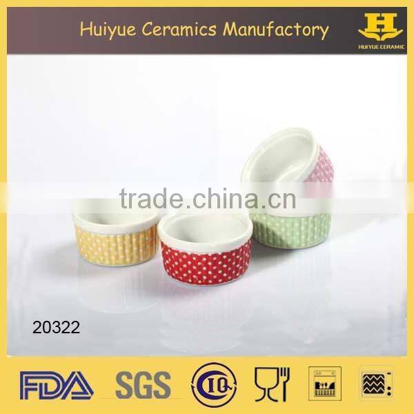 ceramic white color round mini ramekin dessert ramekin