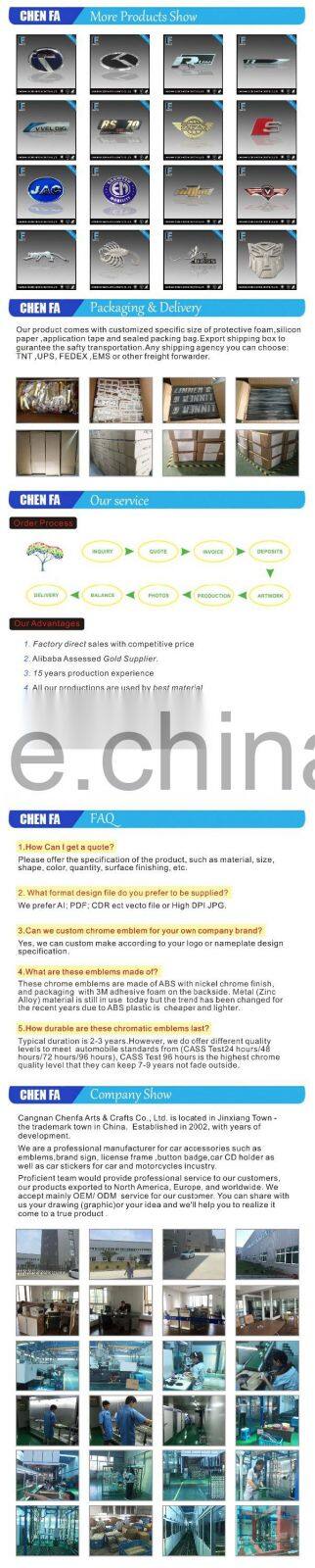 Auto parts accessories 3D chrome car badge emblem