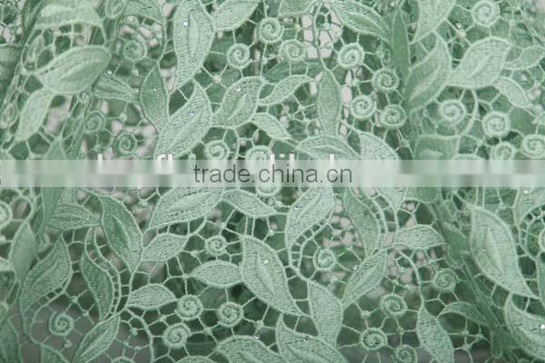2016 Latest designs made in china wholesale swiss guipure lace with stones mint green guipure cord lace for wedding dress