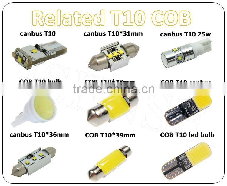 Plasma Red T10 w5w wedge auto interior accessories 12v canbus T10 COB*2 cob led bulb