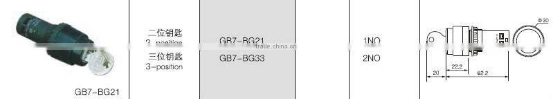 GB7-BG21 CNGAD GB7 series 2-position 1 NO key switch