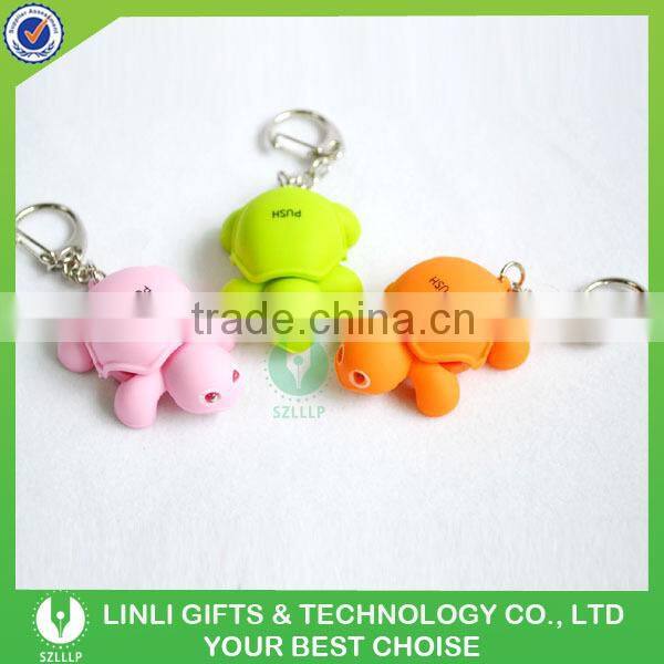 Souvenir Flashlight Sound Rubber Keychain Turtle