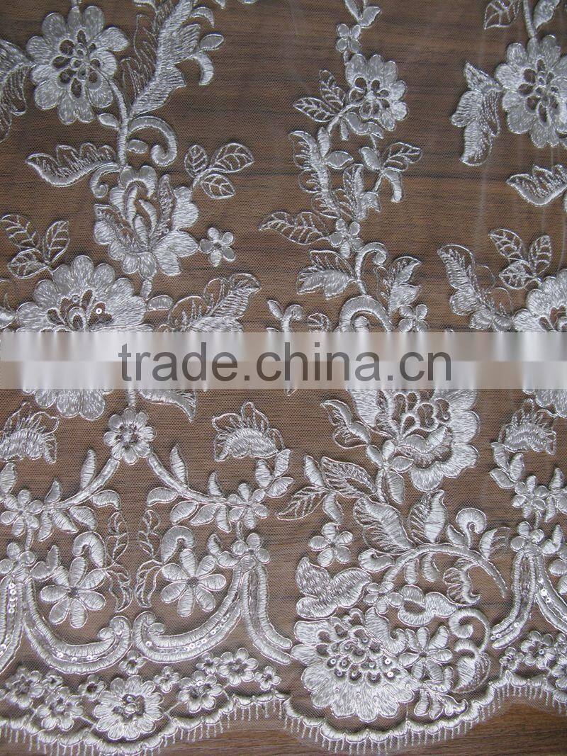 applique mesh net lace fabric/special lace african lace for wedding/beaded fabric emrboided/french beaded lace