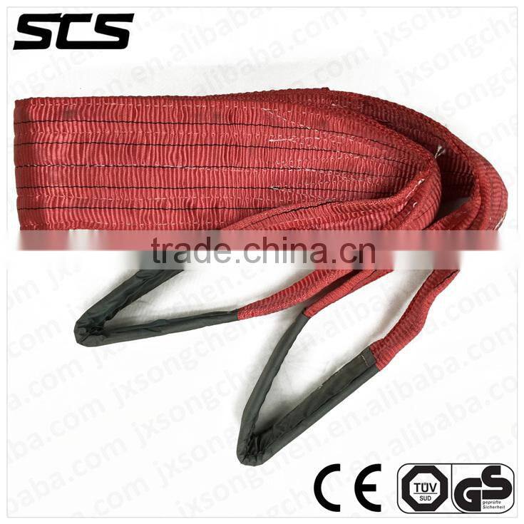 Red colour flat polyester webbing sling for lifting 5T 1M