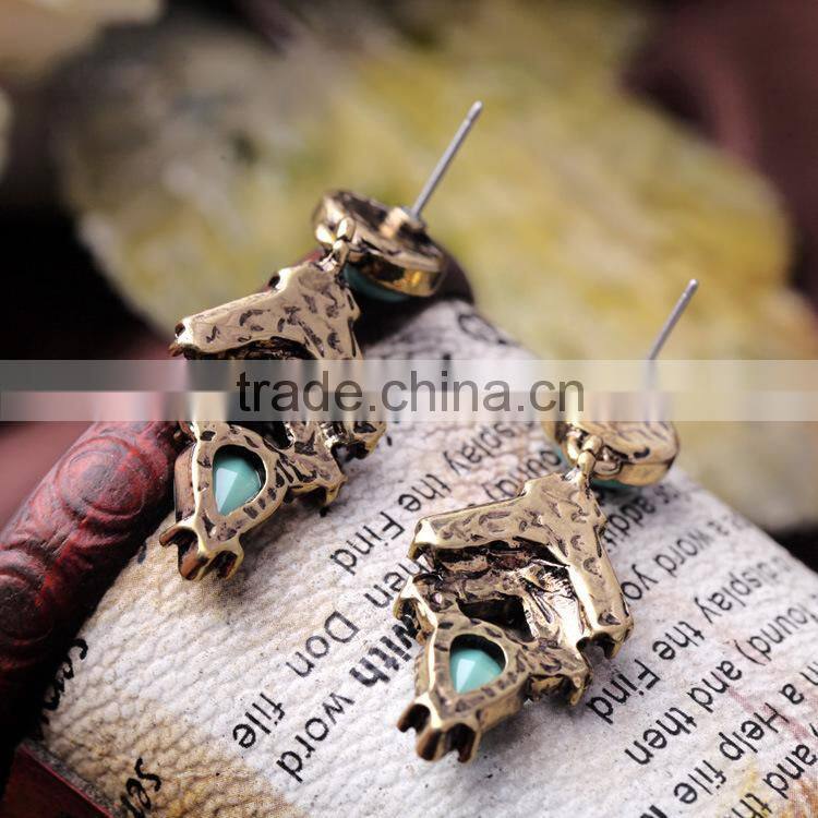 Natural Kallaite turquoise dangle earrings, designer earrings for cute girls