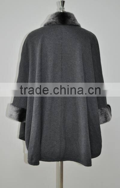 women fashion knitted real rex rabbit fur coat LK16F126