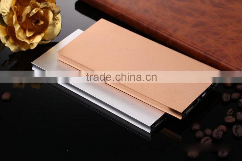 high quality dual usb metal slim power bank 10000mah cell phone charger