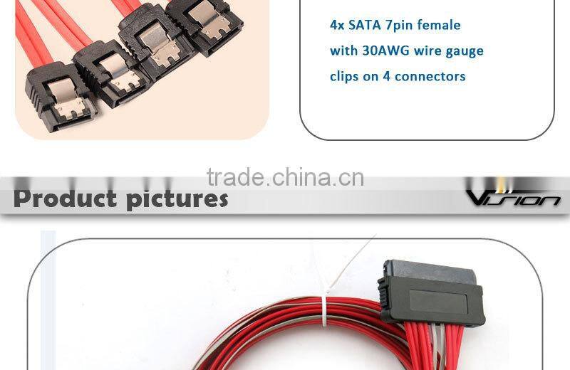 1m High speed Mini SAS SFF8484 32pin to 4xSATA 7pin cable