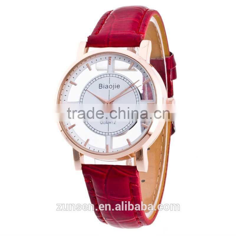 Relogio Feminino 2016 New Arrival Watch Men Transparent Hollow Leather Srap Wrist Watch Quartz Dress Watch
