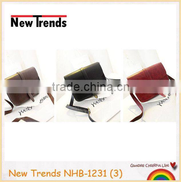 Chocolate colors plain PU simple ladies shoulder bags