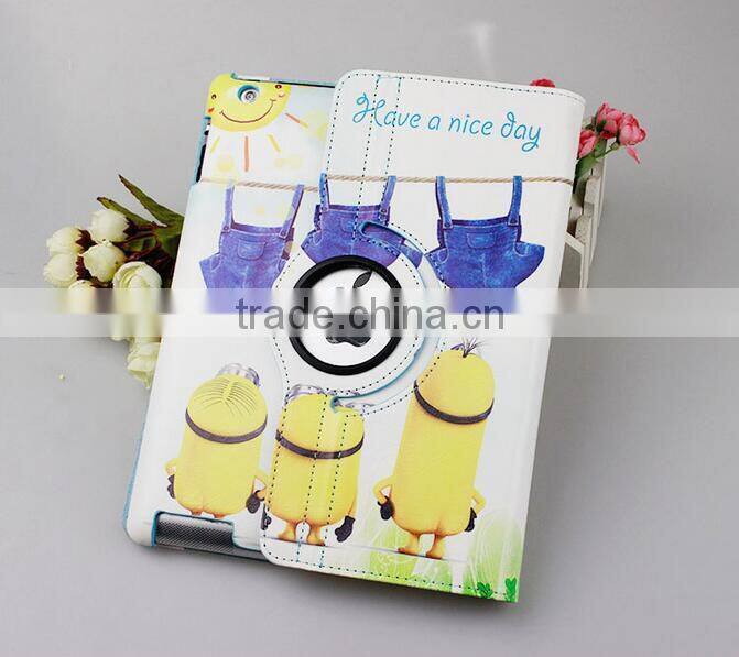 Cartoon Despicable Me Minions Rotation Case For iPad Air 2 iPad Air