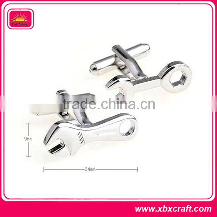 Polished and ornament silver plated cufflinks