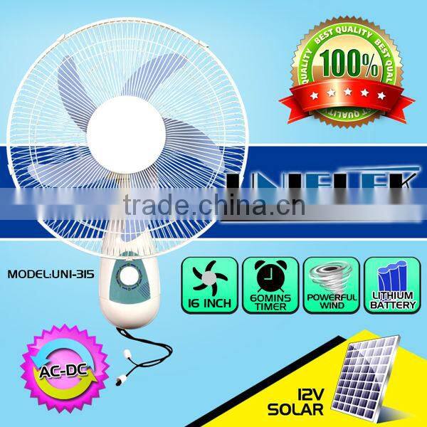 emergency 16" battery electric fan with led light high quality wall fan rechargeable