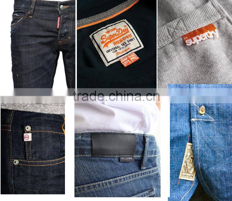 Custom woven labels low minimum cheap cham woven private labels for clothing