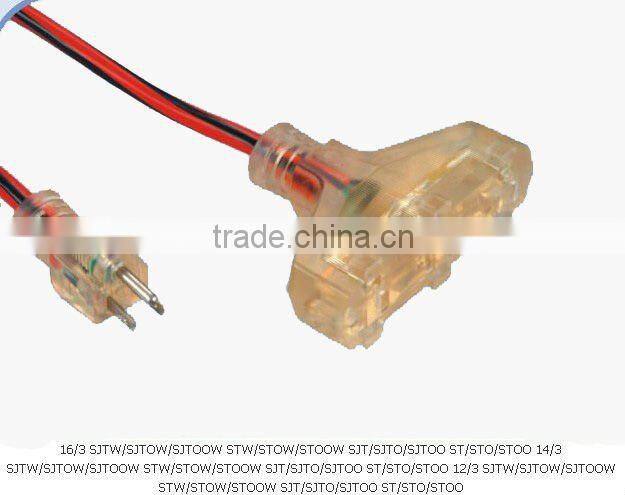UL Clear extension cord Power strip outlet light indicator