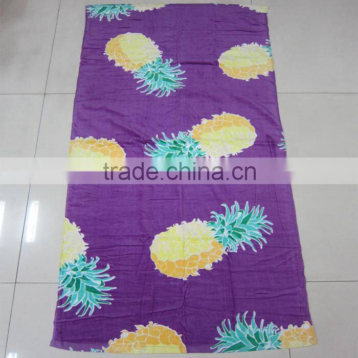 2016 wholesale cheaper purple pineapple printed cotton swim beach towel