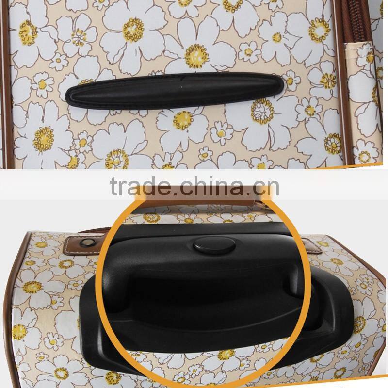 China Factory Polyester Bag Trolley Colorful Flower Printed Luggage Trolley Bag
