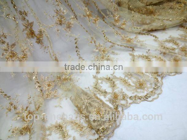 2014 french lace wholesale silk fabric/ chiffion fabric lace for wedding