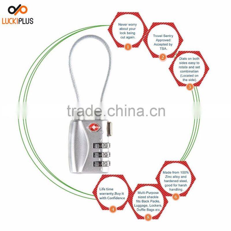 Luckiplus Luggage Locks Combination Password Locks Padlocks TSA Approved 3-Digit Blue