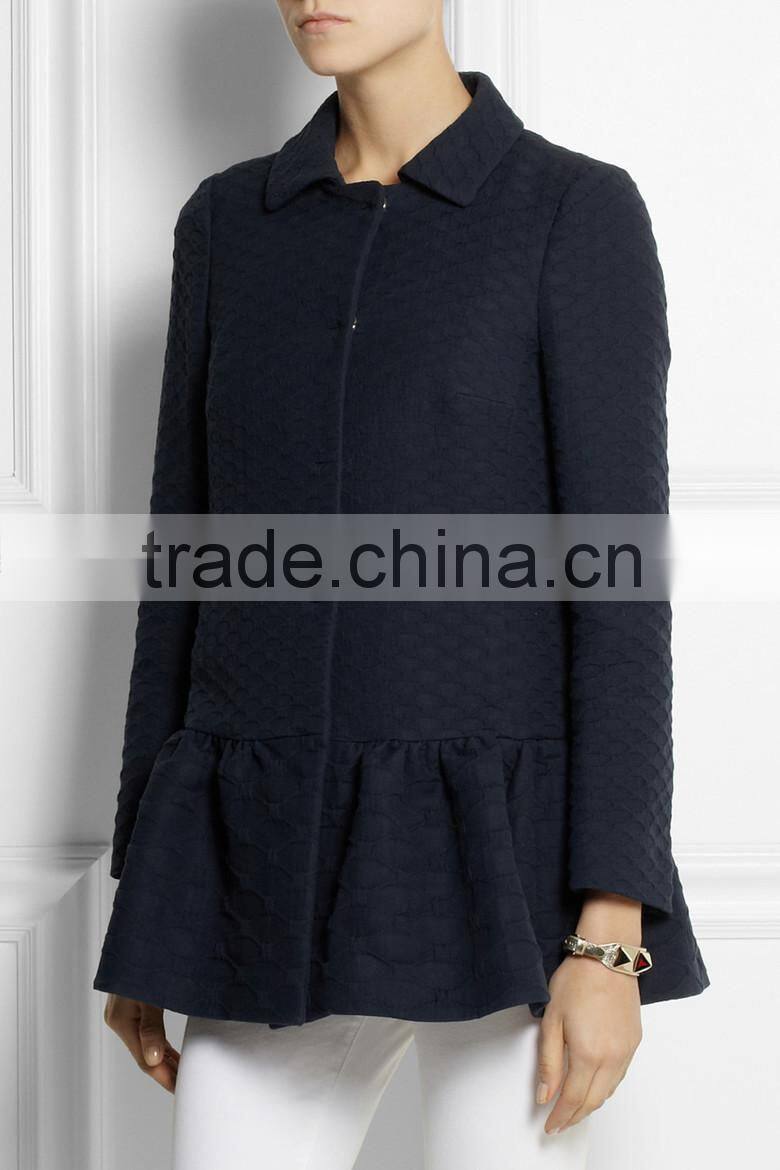 2015 autumn/winter woman long sleeve stylish jacquard coat SYA15051