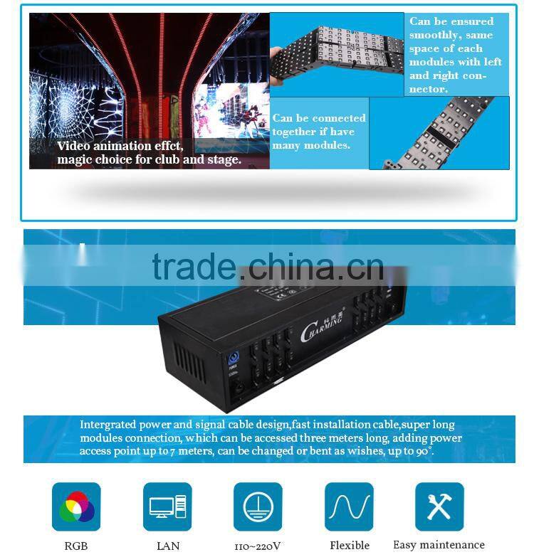 Meanwei power club night party stage flexible curtain display screen led wall decoration