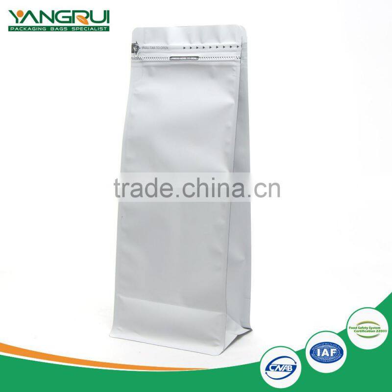 aluminum foil bag side zipper flat bottom bag packaging for coffee or tea with valve