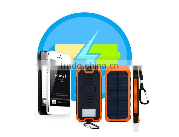 Brilliant quality portable solar 15000mAh power bank charger for mobile phone cafe