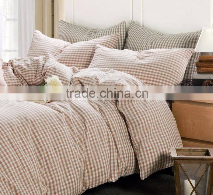 100% Cotton Washed Yarn Dyed Fitted sheet set/plaid design/4pcs/6pcs set