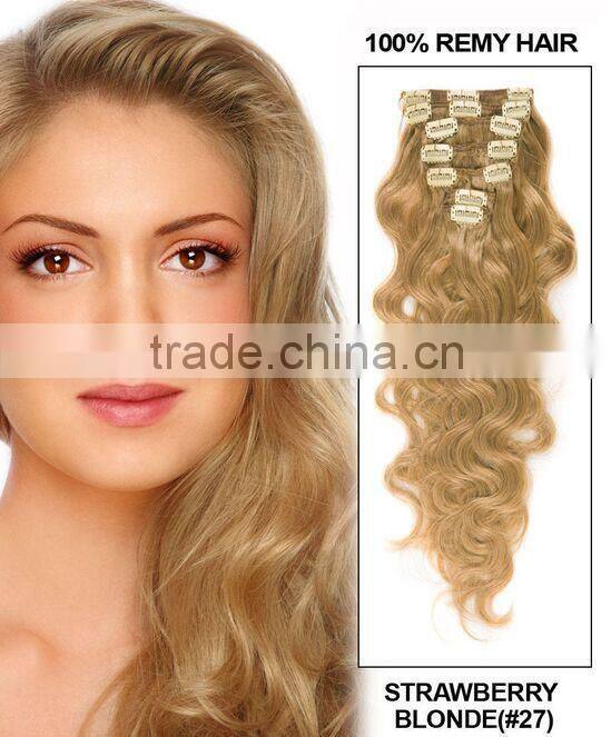 2015 new wholesale high quality clip on human hair extension