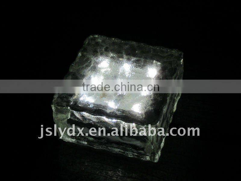 Hot !!! LED solar ice glass brick light