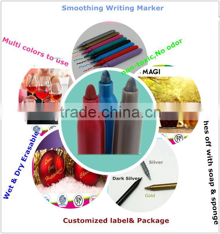 Non-toxic Multi-use Ideal Food Grade Ink Erasable Wine Glass Pens 8pack For Dishwasher Safe Erasable Wedding Wine Charms