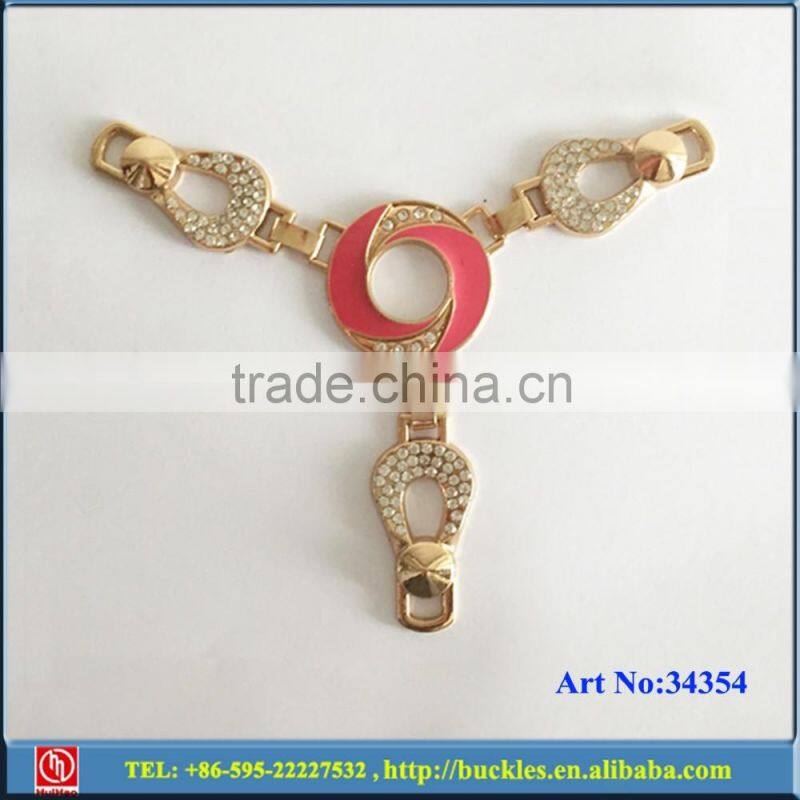 metal shoe buckle trimming with rhinestone for sandal chain