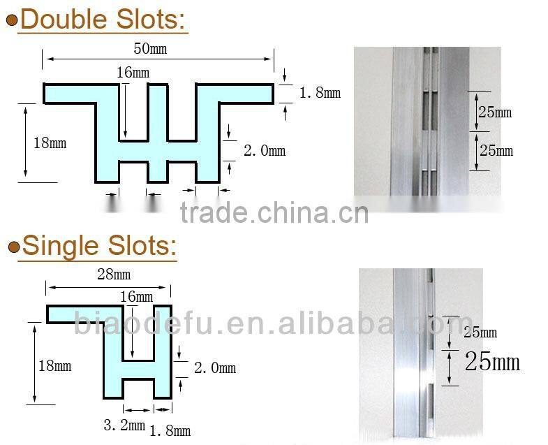 Single/Double Slot Aluminum Channel for MDF Board