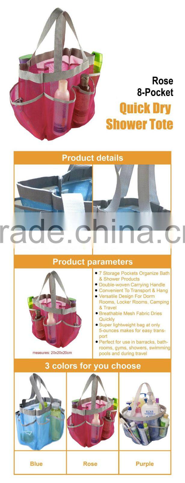 Mesh Waterproof Hanging Shower Tote Bag, Bathroom Shampoo Shower Caddy Tote Bag