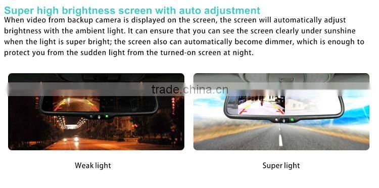 Handsfree car kit Bluetooth Car Rearview Mirror with back up display