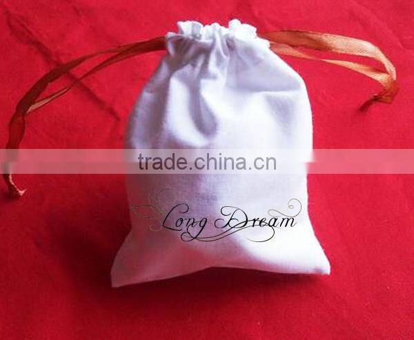 drawstring cotton bag with white cord/string
