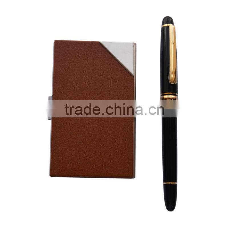 Wholesale custom logo card holder and pen corporate promotion business gift set ecutive, office stationery gift set/office set
