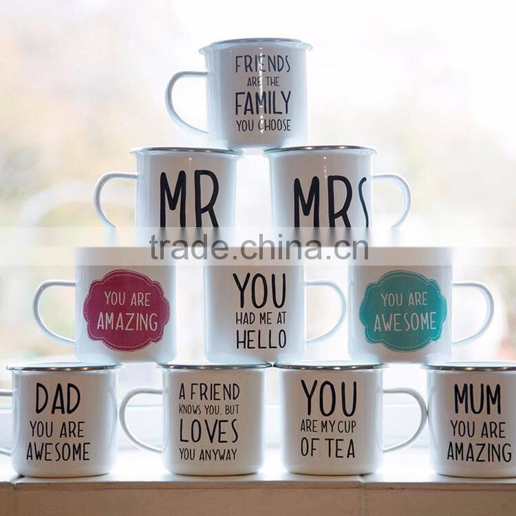 Stocked,Eco-Friendly Feature enamel metal cup custom private label mountain enamel coffee mugs