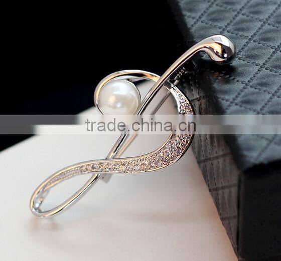 Hot selling zircon material music notation scarf pin/brooch