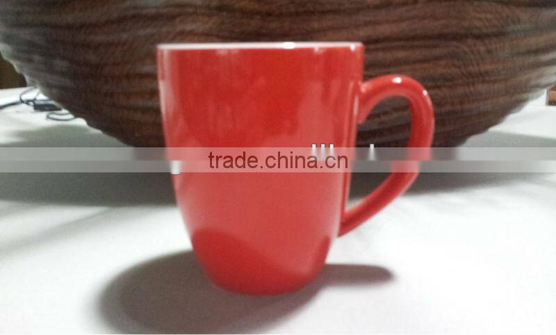 12oz ceramic red glazed stoneware coffee mug