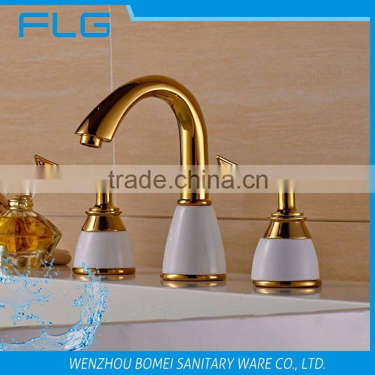 FLG0017 3 Pcs Gold Colour Finishing Faucet Basin Mixer