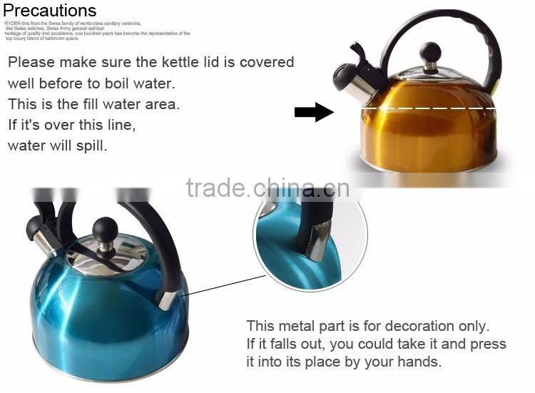 2016 China export 2.5L stainless stell whistle induction teapot