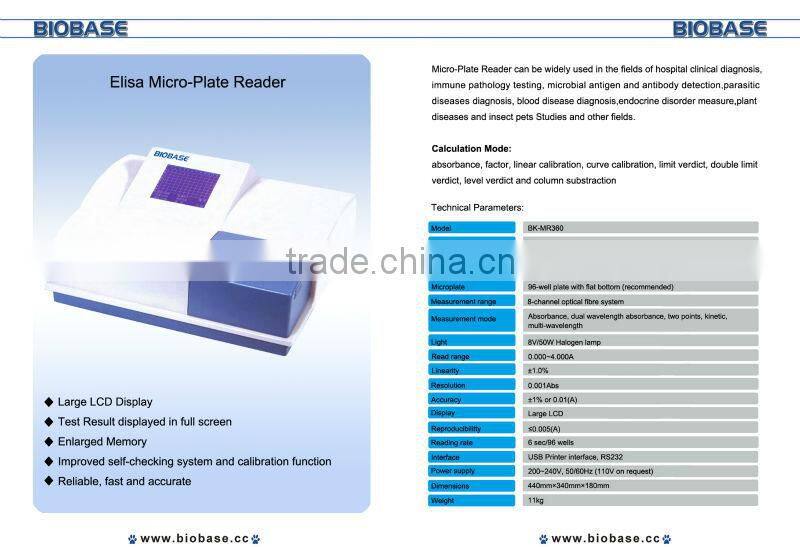 BIOBASE(BK-MR360) fully automated Elisa Microplate Readers