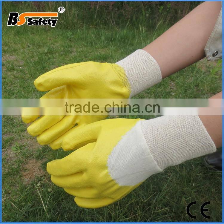 BSSAFETY 2016 factory price nitrile polyester knitted garden glove
