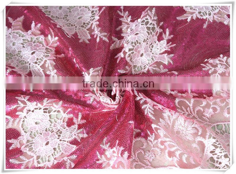 2016 Hot sale treedy flower poly embroidery guipure lace fabric for new dress