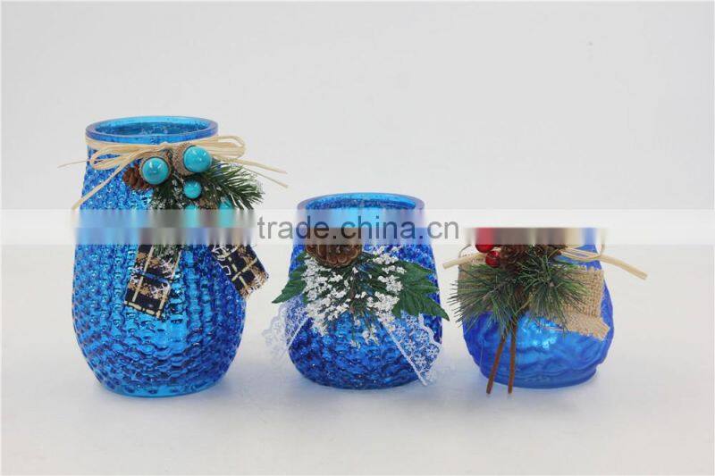 Christmas Pine Decoration Pitting glass candle jar