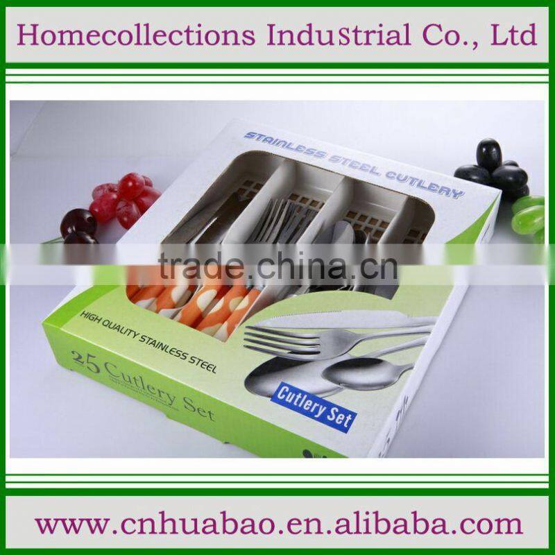 standing cutlery spoon fork knife set with plastic handle with unique design